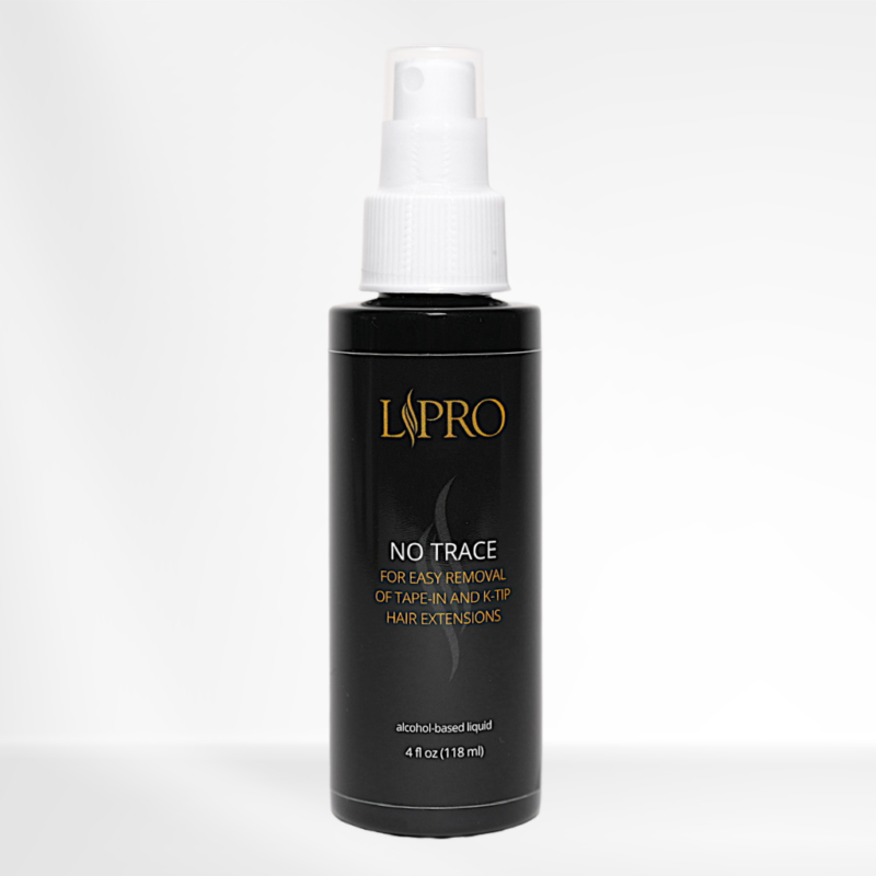 Bottle of LPRO No Trace hair extension remover against white background