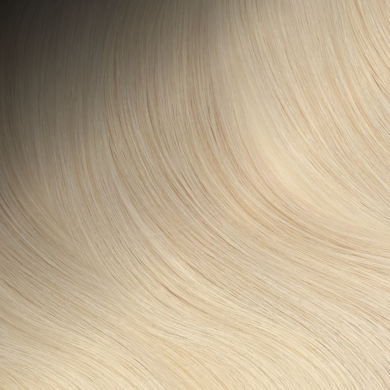 light blonde with dark root. micro weft color very light blonde with darker root on top